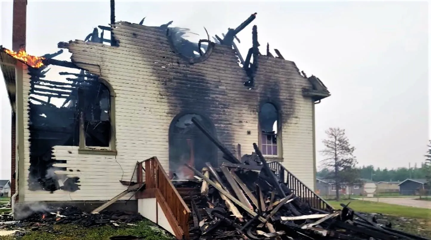 The loss of St. Bernard’s Church in Grouard, Alberta, Canada, on May 22, 2023, makes a sad moment for those with memories of the church, said Grouard-McLennan Archbishop Gerard Pettipas. Two men have been arrested in connection with the fire.?w=200&h=150