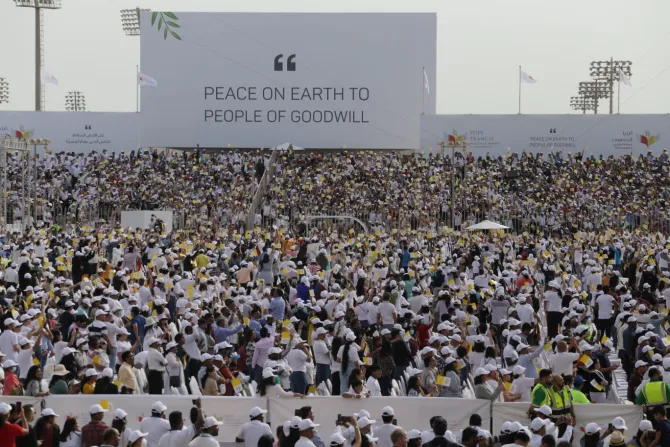 About 30,000 people attended Mass with Pope Francis in Bahrain on Nov. 5, 2022.