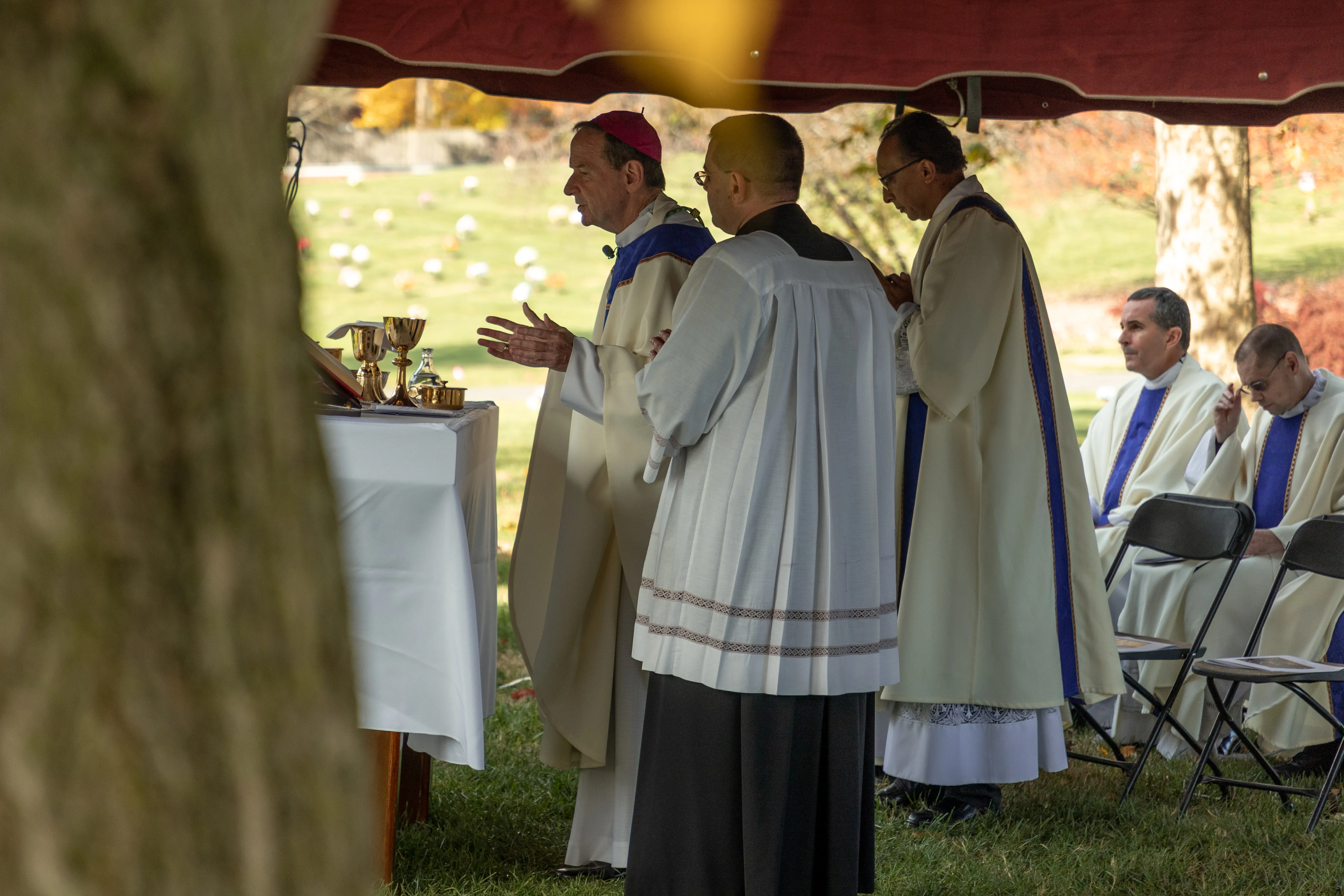 In commemoration of All Souls' Day, Arlington Bishop Michael Burbidge celebrated Mass at a Fairfax cemetery and blessed the gravesites of the priests buried there on Nov. 2, 2022.?w=200&h=150