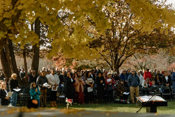 More than 750 people attended the Nov. 2, 2022, All Souls' Day Mass celebrated by Arlington Bishop Michael Burbidge at Fairfax Memorial Park in Fairfax, Virginia. Photo credit: Diocese of Arlington