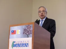 Taiwan’s Ambassador to the Holy See Matthew Lee speaks Oct. 5, 2023, at a reception with members of the diplomatic corps accredited to the Vatican. Lee underlined that “Taiwan will do whatever we can to remain on the road of peace.”