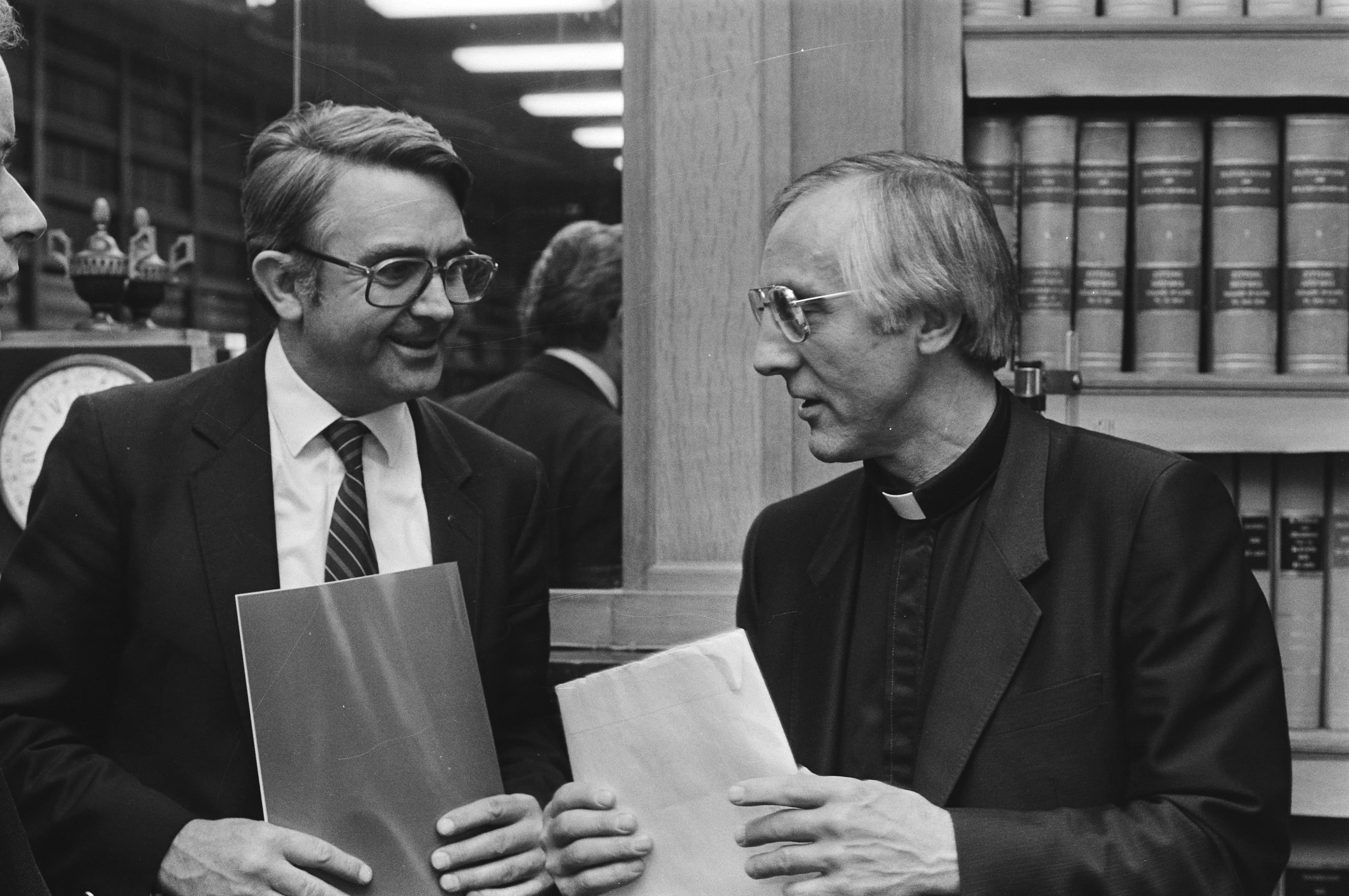 Former Auxiliary Bishop Thomas Gumbleton (right) meets with legislators in the Netherlands in 1983.?w=200&h=150