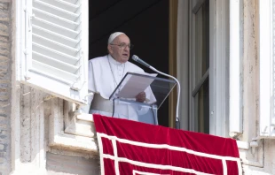 Pope Francis delivers the Angelus address at St. Peter's Square, Aug. 15, 2022. Vatican Media
