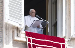 Pope Francis delivers the Angelus address at St. Peter's Square, Aug. 15, 2022. Vatican Media