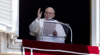 Pope Francis delivers the Angelus address in St. Peter's Square, June 12, 2022.