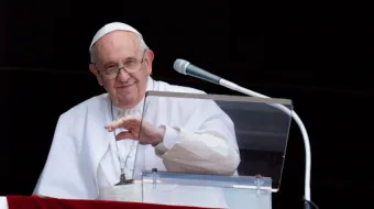 Pope Francis during his appearance for the Angelus in St. Peter's Square on June 29, 2022, the feast of Saints Peter and Paul.