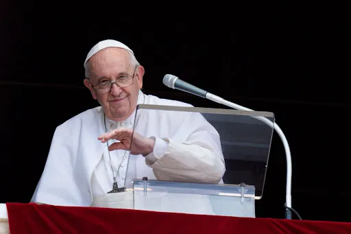 Pope Francis during his appearance for the Angelus in Rome on June 29, 2022. Vatican Media
