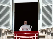 Pope Francis gives his Angelus address on Oct. 24, 2021.