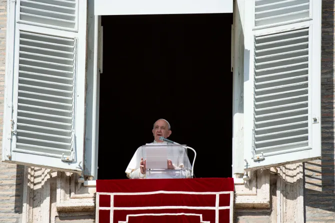 Pope Francis gives his Angelus address on Oct. 24, 2021
