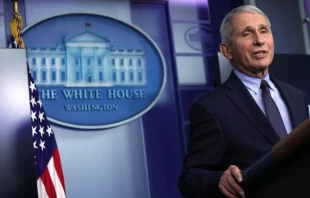 Dr. Anthony Fauci, director of the National Institute of Allergy and Infectious Diseases, speaks during a White House press briefing, conducted by White House Press Secretary Jen Psaki, at the White House Jan. 21. Alex Wong / Getty Images