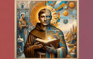 An illustration of the topic of Thomas Aquinas and AI created by DALL-E, a text-to-image model native to ChatGPT. Credit: DALL-E/OpenAI