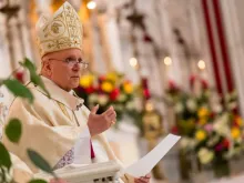 Archbishop Samuel Aquila of Denver says a Mass of diaconal ordination in 2020.