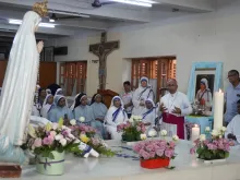 Kolkata Archbishop Thomas D’Souza gives a message at the tomb of St. Teresa of Kolkata in the Missionaries of Charity motherhouse in Kolkata, India, after a Mass on her feast day, Sept. 5, 2023.