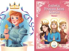An illustration by Fabiola Garza (left) and the cover of Ascension Press' book, "Catholic Princess Saint Stories, Volume I."