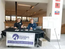 Students for Life activists tabling at Miami University in Oxford, Ohio.