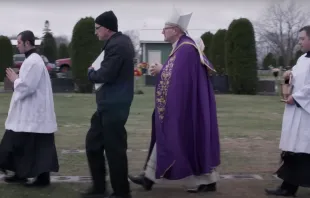 Bishop Robert Barron at Calvary Cemetery in Rochester, Minnesota, where he led a reconsecration rite on Nov. 11, 2022. Screenshot from YouTube video