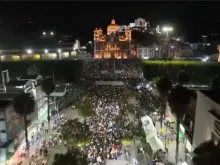 Aerial view of the surroundings of the Basilica of Guadalupe during the early morning of Dec. 12, 2022.