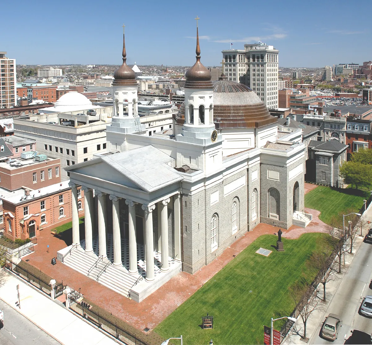 A view of Baltimore's Basilica nestled amid the city's famed row houses.?w=200&h=150