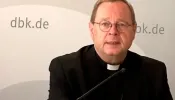 Bishop Georg Bätzing addresses journalists on Sept. 28, 2023.