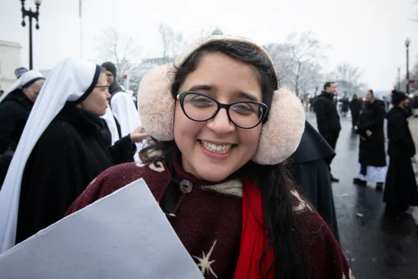 Bernadette Patel of New York City, came to Washington, D.C., for the March for Life with her friends by carpooling on Thursday, Jan. 18, 2024. Credit: Jeffrey Bruno