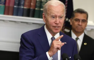 President Joe Biden delivers remarks on reproductive rights as Secretary of Health and Human Services Xavier Becerra listens during an event at the Roosevelt Room of the White House on July 8, 2022 in Washington, D.C. Alex Wong/Getty Images