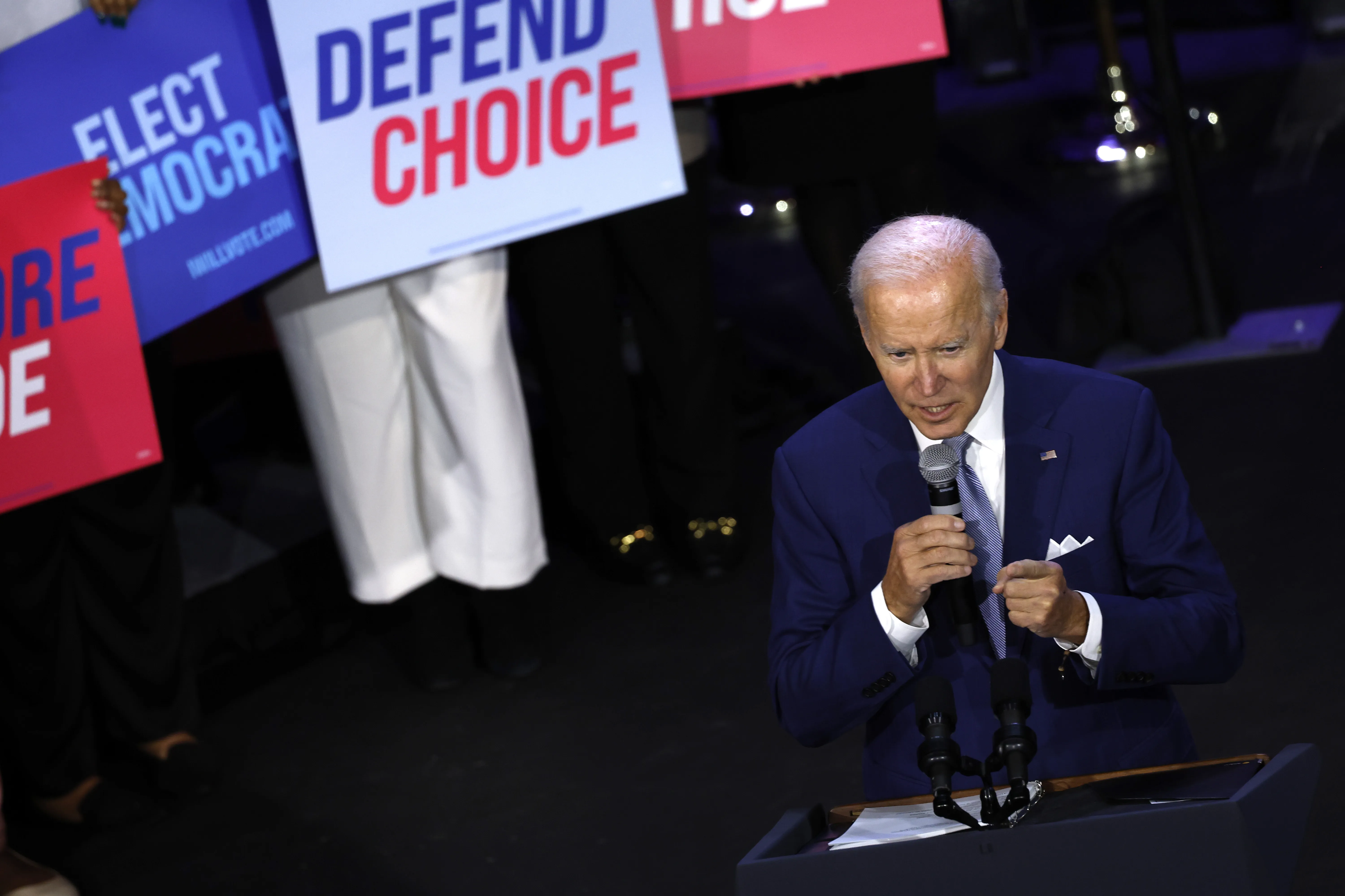President Joe Biden speaks at a Democratic National Committee event at the Howard Theatre on Oct. 18, 2022, in Washington, D.C. With three weeks until Election Day, in his remarks Biden highlighted issues pertaining to women’s reproductive health and promised to codify access to abortion.?w=200&h=150