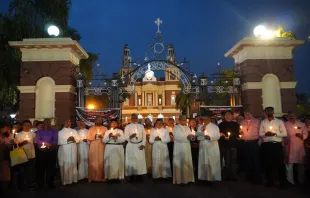 Catholic bishops lead the faithful in prayer on the one-year anniversary of the May 3, 2023, violence in Manipur, India. Credit: Anto Akkara