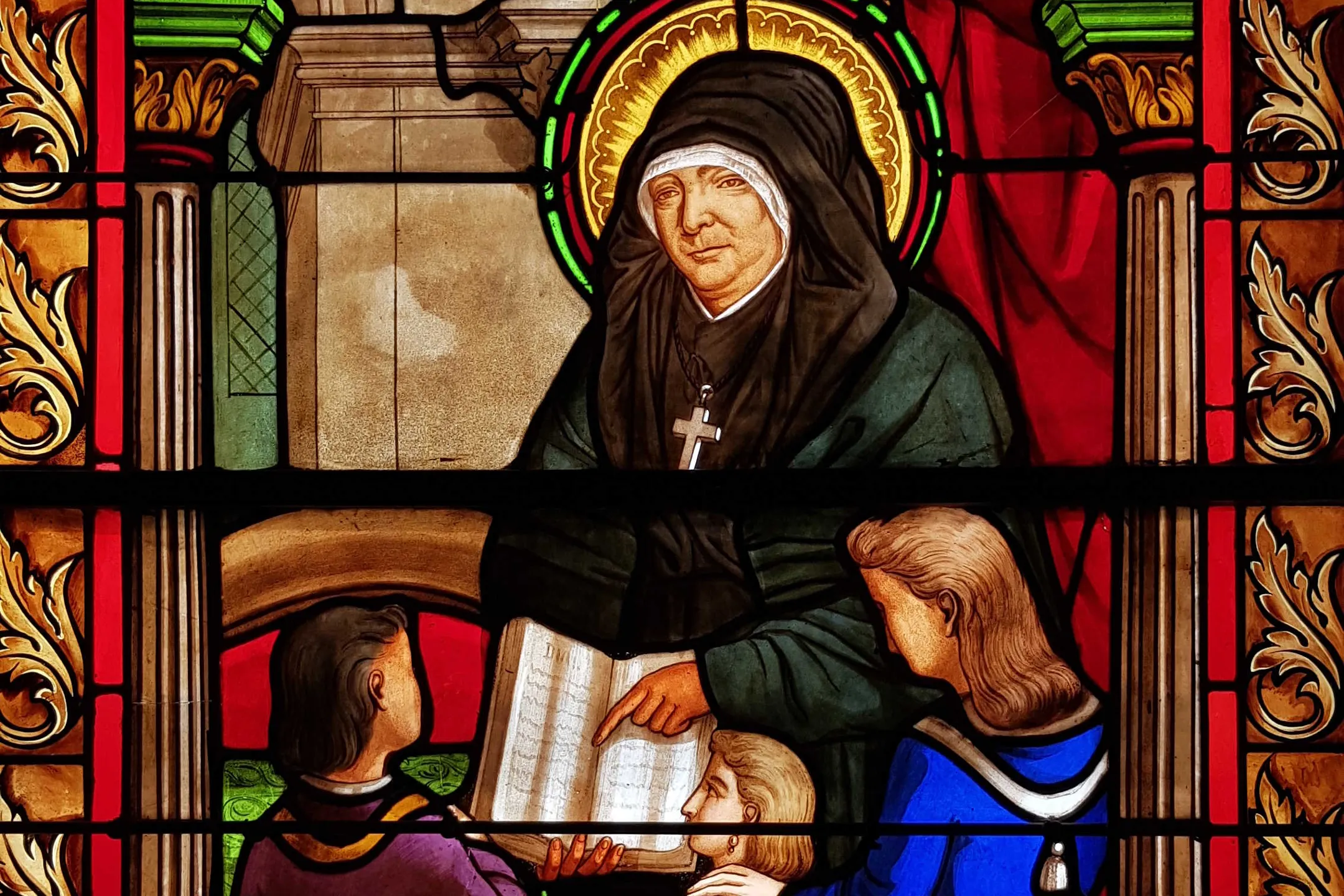 A stained glass window depicting Blessed Marie Rivier in the motherhouse of Sisters of the Presentation of Mary in France.?w=200&h=150