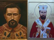 Blessed Theodore Romzha. Left: A painting in the Basilian monastery of Glen Cove, New York, painted in the 1980s. Photo taken by Josaphat Vladimir Timkovic, OSBM. Right: An icon of Theodore Romzha, St. Anthony’s Church at Russicum.