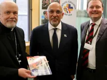 Bishop Marcus Stock, Nadhim Zahawi, and Paul Barber at CES event, Feb. 23, 2022.