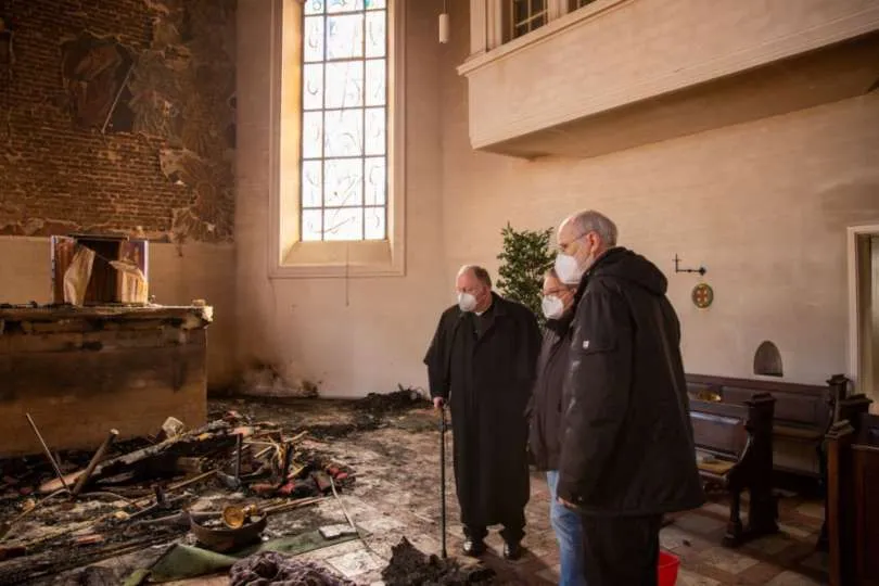 Auxiliary Bishop Ansgar Puff in the devastated Kreuzerhöhungskirche in Wissen, Germany, Feb. 15, 2023.?w=200&h=150