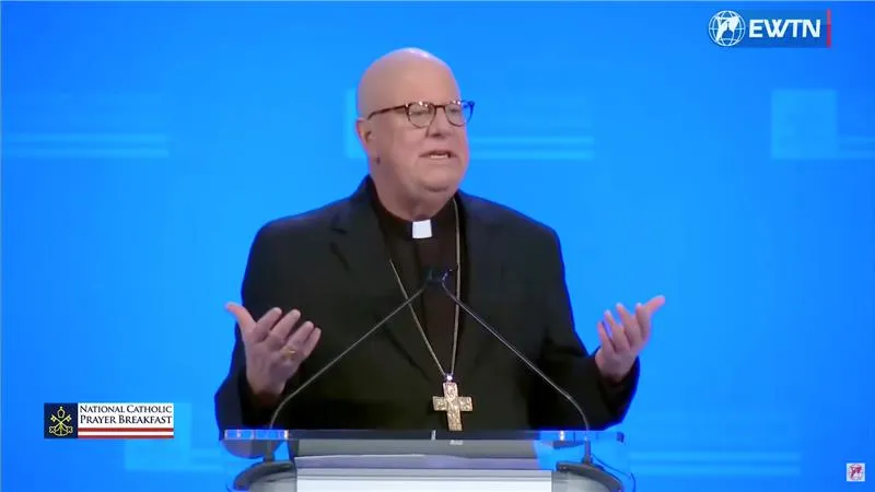 Bishop William Byrne of the Diocese of Springfield, Massachusetts, gives the keynote address at the 2024 National Catholic Prayer Breakfast in Washington, D.C., Feb. 8, 2024.?w=200&h=150