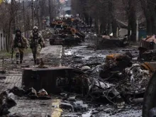 The aftermath of the Russian occupation of Bucha, Ukraine.