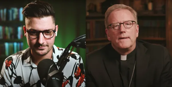Cameron Bertuzzi asked Bishop Robert Barron of the Diocese of Winona-Rochester if he should become Catholic in a video posted Sept. 25, 2020. YouTube Screenshot.