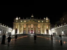 A candlelight Stations of the Cross in St. Peter’s Square on Good Friday 2021.
