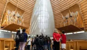 Students from St. Anthony Catholic School in Oakland, California, visit the Cathedral of Christ the Light in Oakland.