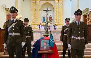 Carabineros at the funeral Mass for 1st Cpl. Daniel Rodrigo Palma Yáñez, who was killed in the line of duty April 5, 2023. Credit: Twitter Carabineros de Chile