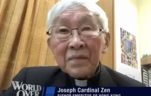 Joseph Cardinal Zen is bishop emeritus of Hong Kong. Credit: The World Over with Raymond Arroyo