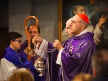 Cardinal Víctor Manuel Fernández celebrates his Mass of titular possession at the Church of Sts. Urban and Lawrence at Prima Porta on the northern outskirts of Rome on Dec. 3, 2023.
