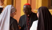 Cardinal Robert Sarah speaks with students and faculty at the Pontifical University of St. Thomas Aquinas on May 25, 2023.