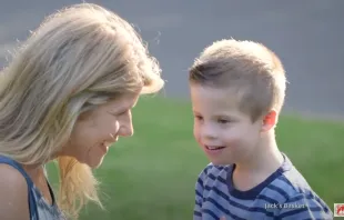 Carissa Carroll, pictured with her son Jack, founded the nonprofit organization Jack's Basket to celebrate babies with Down syndrome Credit: Screenshot/EWTN Pro-Life Weekly
