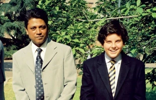Rajesh Mohur pictured with Carlo Acutis on the day of his confirmation. Credit: Photo courtesy of Ignatius Press