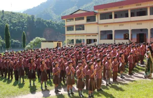 Students in morning assembly prayer in Catholic school at Seppa in the northeastern Indian state of Arunachal Pradesh. Credit: Anto Akkara