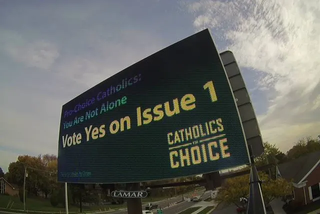 A billboard in Ohio paid for by Catholics for Choice in October 2023.?w=200&h=150