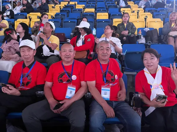 Chinese Catholics early await Pope Francis' Mass in Mongolia's Steppe Arena on Sept. 3, 2023. Courtney Mares/CNA