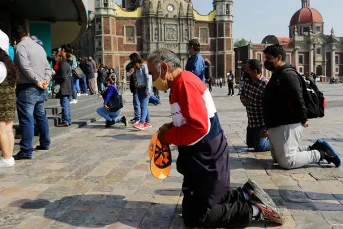 Faithful pray at the Basilica of Our Lady of Guadalupe in Mexico City