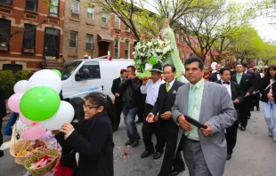 Faithful Catholics hold a procession in New York to honor the Virgin of the Clouds, venerated in Ecuador and Peru. Credit: Shutterstock
