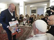 Pope Francis meets with families of the hostages taken by Hamas on Nov. 22, 2023.