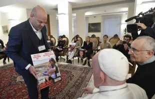 Pope Francis meets with families of the hostages taken by Hamas on Nov. 22, 2023. Credit: Vatican Media
