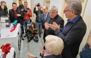 Cardinal Konrad Krajewski, papal almoner, after cutting the ribbon on a new "Pope's Laundromat" for the homeless. Credit: Holy See Press Office